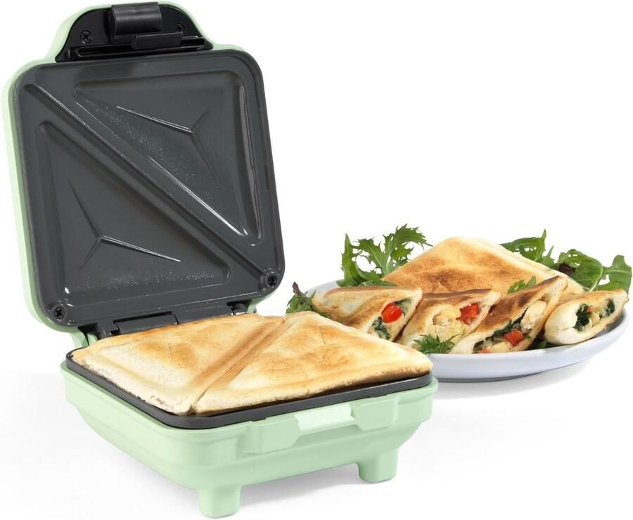 Sandwich Maker Tosti Apparaat Snelle Lunches PFAS-vrije Platen 13 cm Mat Groen