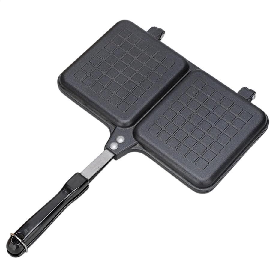 Sandwich Maker Tosti Apparaat Snelle Maaltijd Dubbelzijdig Bakken 36 x 25 cm Zwart