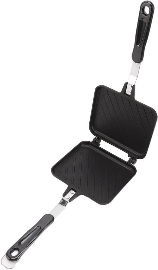 Tosti Pan Sandwich Maker Snelle Maaltijden Dubbelzijdige Verwarming 36 x 17 cm Zwart