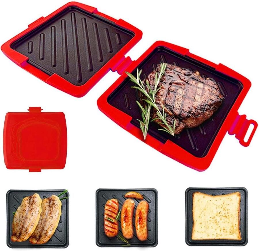 Sandwich Maker Tosti Apparaat Snelle Maaltijden Magnetron Geschikt 17 cm breed rood
