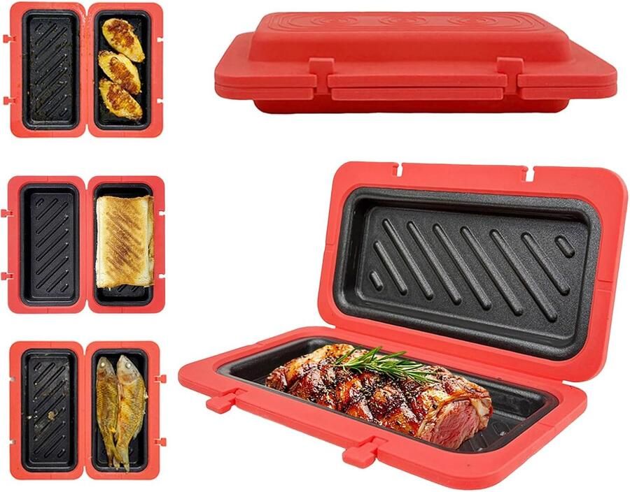 Sandwich Maker Tosti Maker Snel Ontbijt Antiaanbaklaag 19x12x4 cm Rood