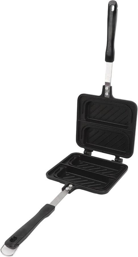 Sandwich Maker Tosti Pan Ontbijt Maken Dubbelzijdig Grillen 35 x 14 cm Zwart