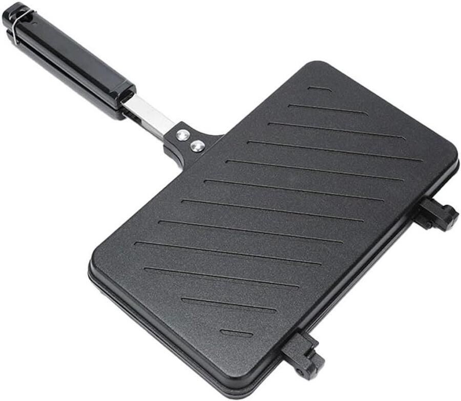 Sandwich Maker Tosti Pan Ontbijt Maken Dubbelzijdig Koken 37x24x4cm Zwart