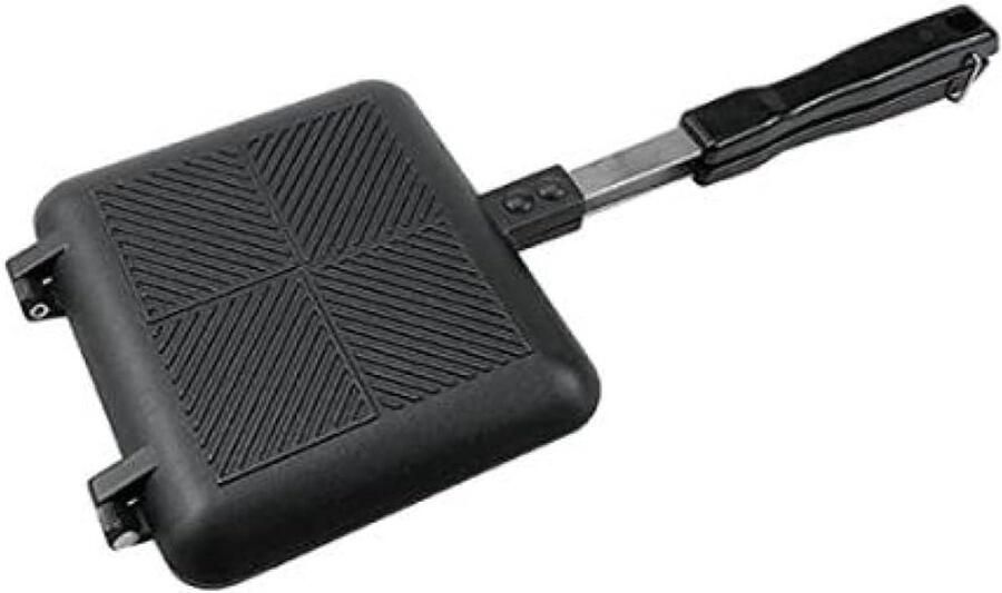 Dubbelzijdige Sandwichpan Broodrooster Pan Sandwiches Maken Antiaanbaklaag 35 x 15 x 6 cm Zwart