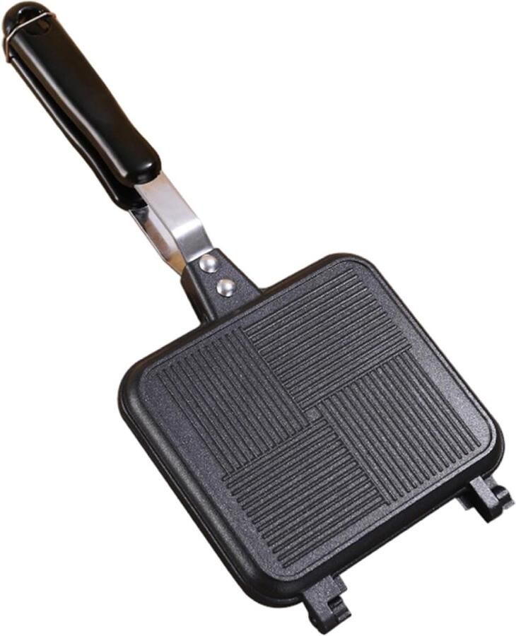Sandwich Maker Tosti Pan Snelle Maaltijden Dubbelzijdig Grillen 35 cm Zwart