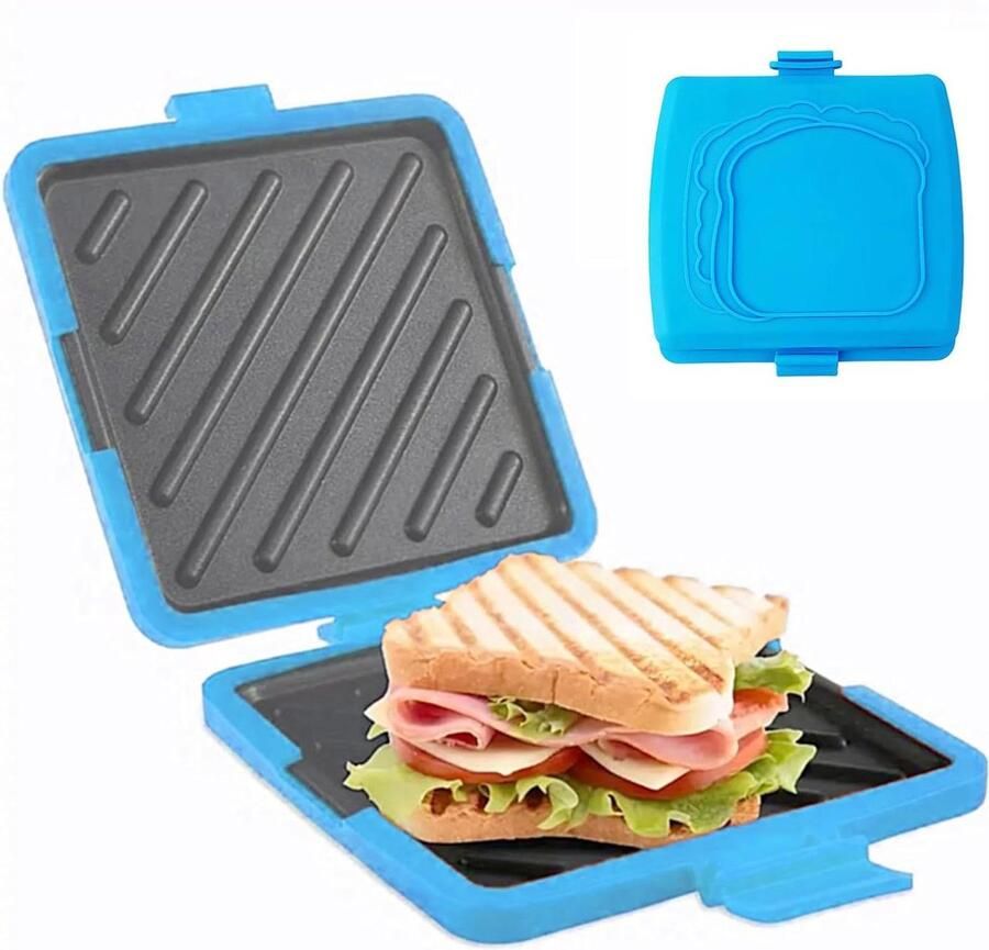 Sandwich Maker Tosti Pan Snelle Snacks Maken Magnetron Veilig 16x16.5x3cm Blauw