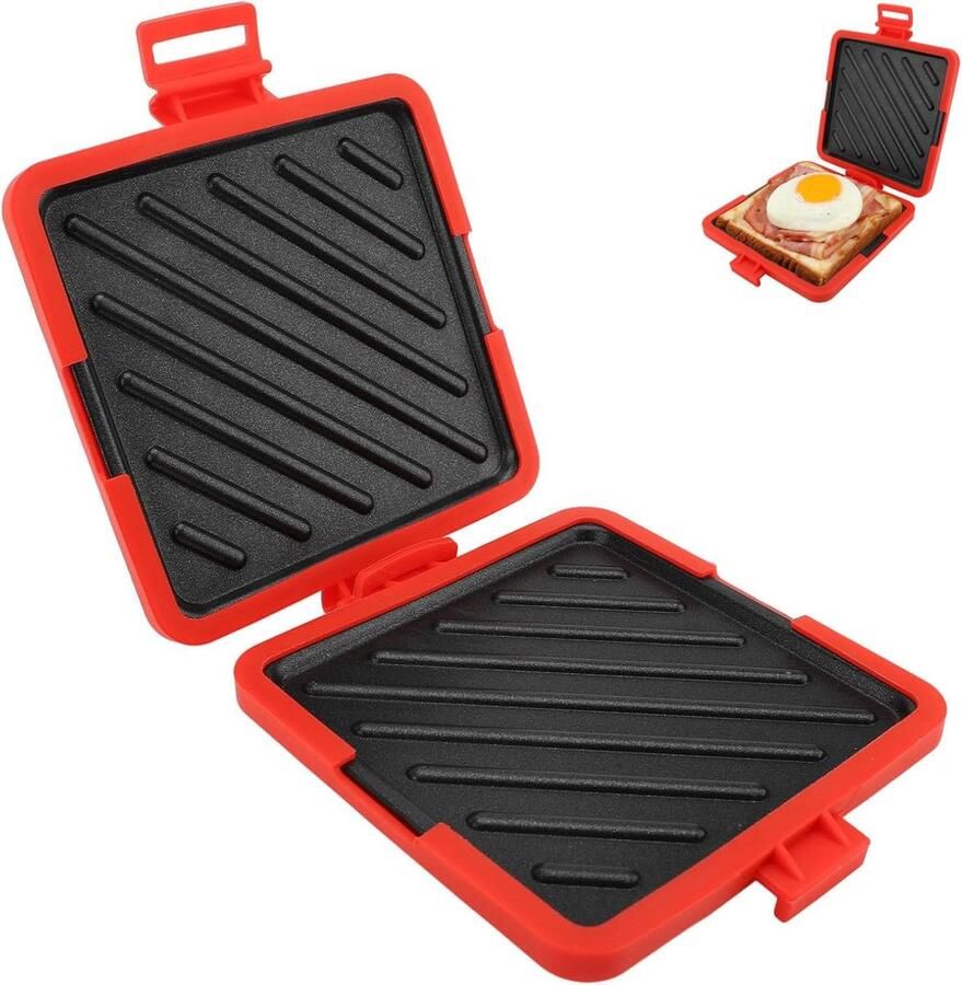 Sandwich Maker voor Magnetron en Oven Siliconen Vierkant Antiaanbaklaag met Aluminium Bod ShopVlot