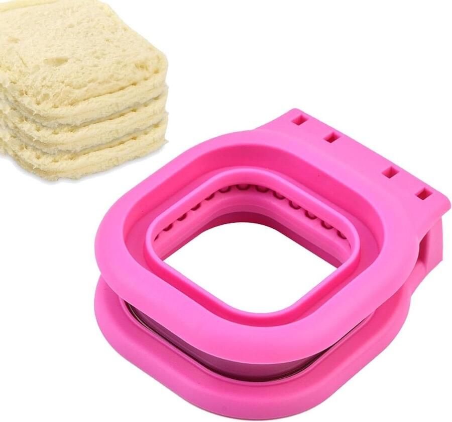 Sandwich Mallen Cutter Brood Maker Lunch Maken Gekarteld Ontwerp 14.9 x 12.3 x 4.8 cm Roze