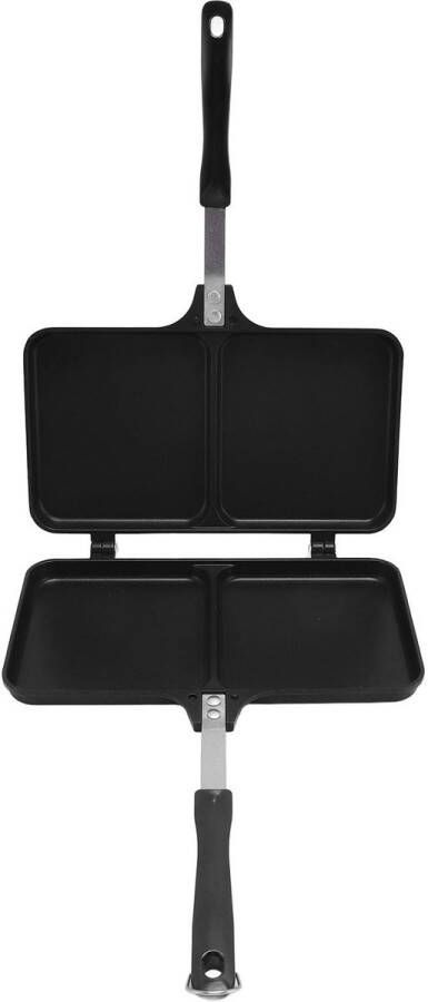 Sandwich Pan Aluminium Legering Dubbelzijdige Anti -stick Frituren Panini Maker met Handvat Afneembare Gegrilde Flip Pan Fornuis Geroosterd voor Huis Keuken Ontbijt Thuis