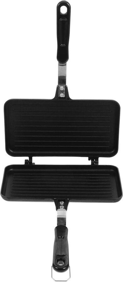 Sandwich Pan Boterham Grill Pan Ontbijt Maken Dubbelzijdig Non-stick 35 cm Zwart