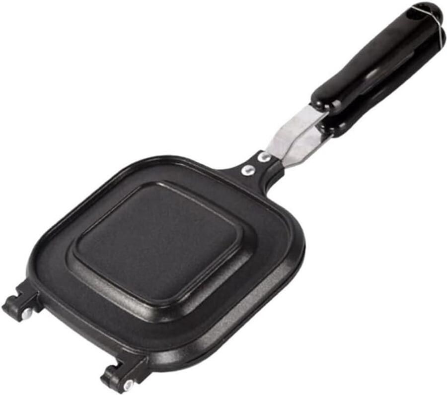 Sandwich Pan Broodijzer Toaster Ontbijt Maken Dubbelzijdig Grillen 36.5 CM Zwart