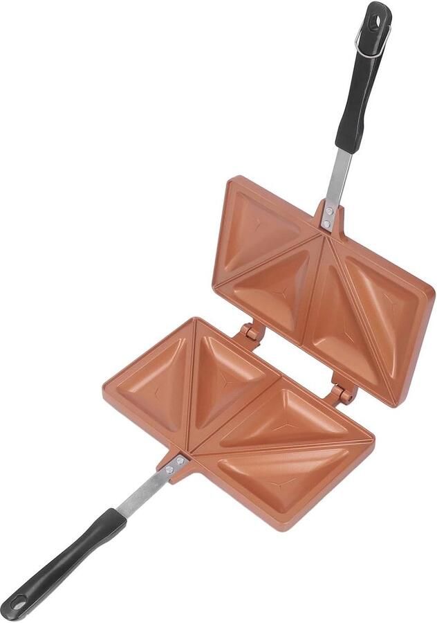 Sandwich Pan Dubbelzijdig Bakken Ontbijt Maken Dubbele Verwarming 21.7 cm Goud