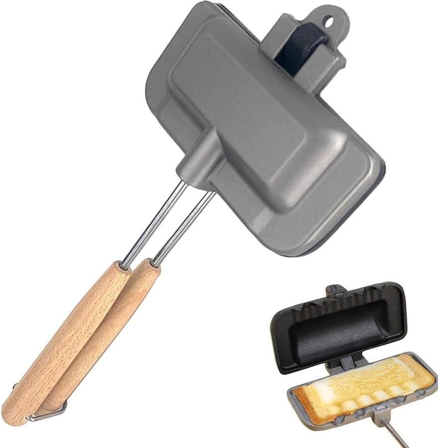 Sandwich Pan Pancake Maker Broodjes Grillen Dubbelzijdig 30.5 cm Zwart Zilver