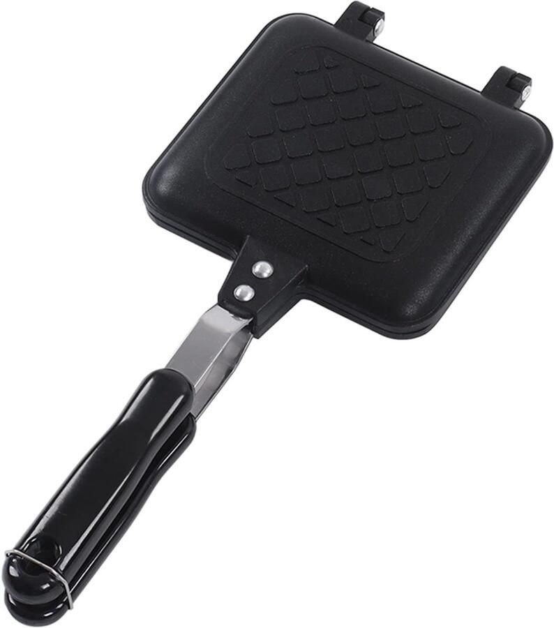 Sandwich Pan Panini Maker Koekenpan Ontbijt Maken Dubbelzijdig Grillen 35x15 cm Zwart