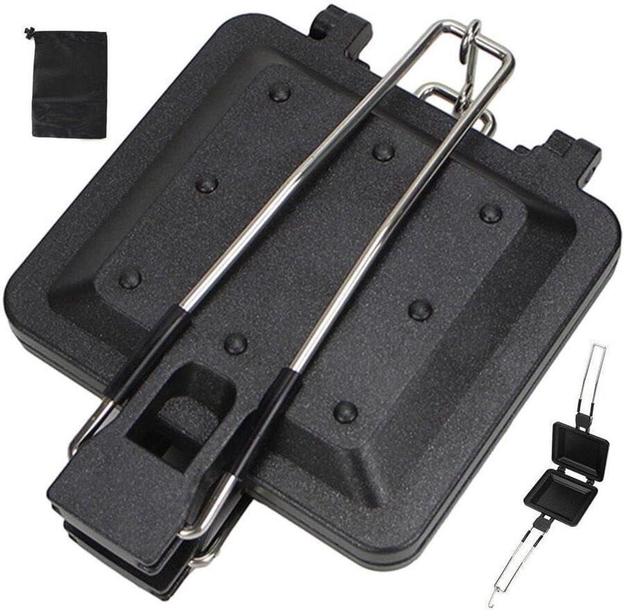 Sandwich Pan Tosti Maker Ontbijt Lunch Dubbelzijdig Grillen 33cm Lengte Zwart