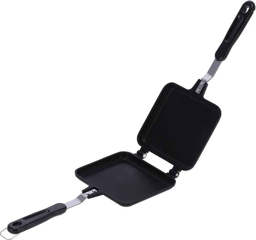 Sandwich Pan Tosti Maker Ontbijt Maken Dubbelzijdig Grillen 35x15 cm Zwart