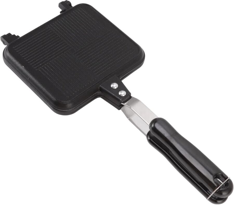 Sandwich Pan Tosti Maker Ontbijt Maken Dubbelzijdig Verwarmen 35x15cm Zwart