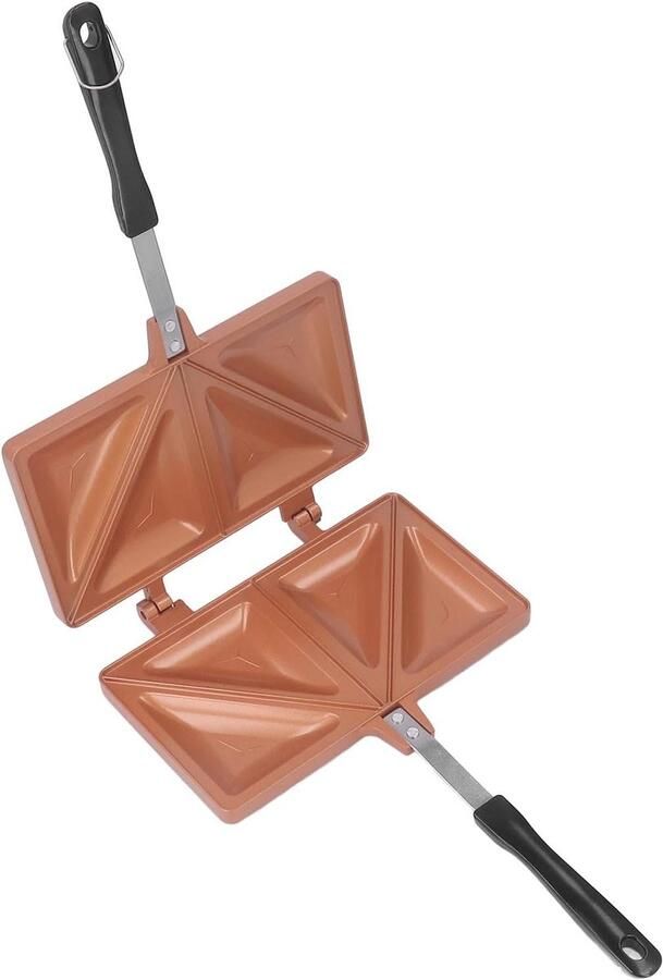Sandwich Pan Tosti Pan Hotdog Maker Ontbijt Maken Dubbelzijdig Grillen 21.7 cm Lengte Goud