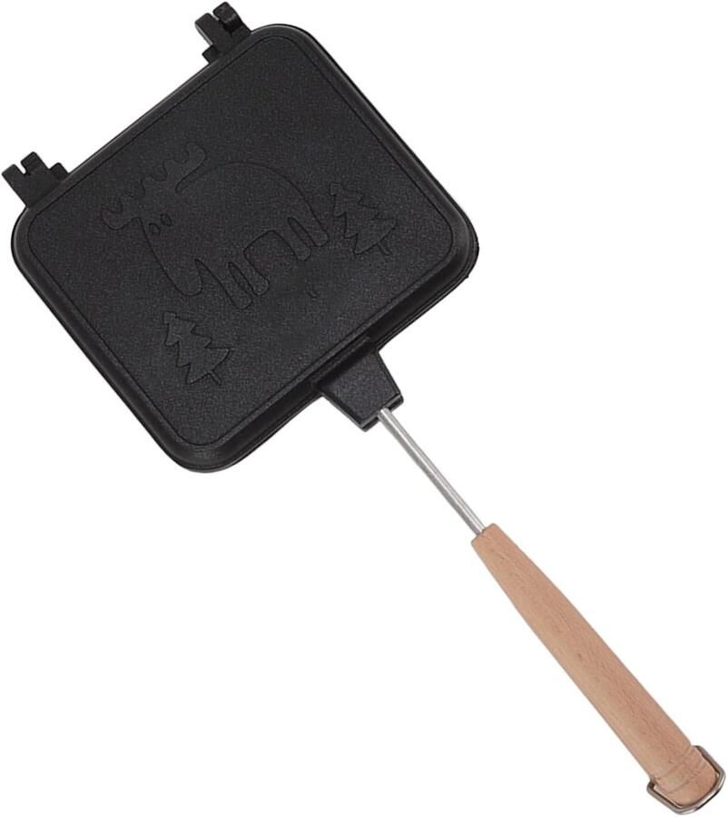 Sandwich Pan Tostiijzer Pan Ontbijt Maken Dubbelzijdig Bakken 14 x 14 cm Rood