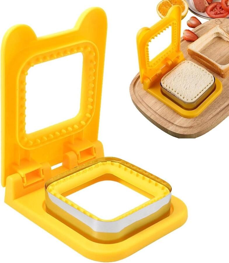 Sandwich Snijder Brood Vorm Lunch Maken Morsvrij Verzegeld 16.5 cm Rood
