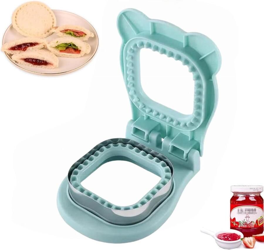 Sandwich Snijder Broodjesmaker Lunch Maken Sluit Randen Af Vierkant Lichtblauw