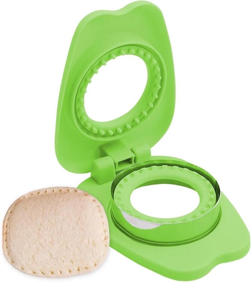 Sandwich Snijder en Sealer Sandwichvorm Ontbijt Maken Beschermt Handen 16.2 x 12.5 x 4.5 cm Groen