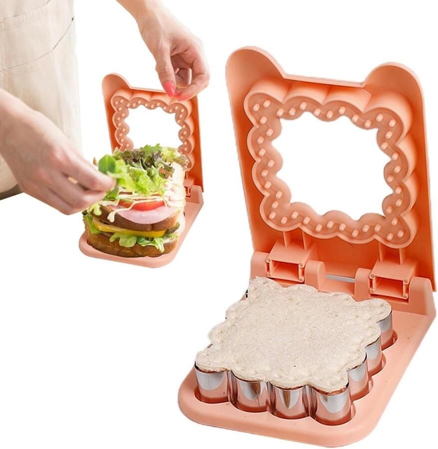 Sandwich Snijder Koekjesvorm Broodvorm Lunch Maken Hapklare Vormen 17 x 13 x 5 cm Oranje