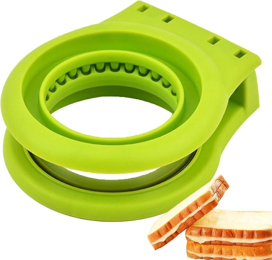 Sandwich Snijvorm Ronde Vorm Lunch Maken Gekartelde Rand 14.7 cm Breed Cyaan Blauw