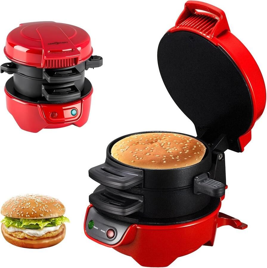 Sandwich Toaster Burger Maker Snelle Snacks Maken Efficiënte Verwarming Compact Ontwerp Rood