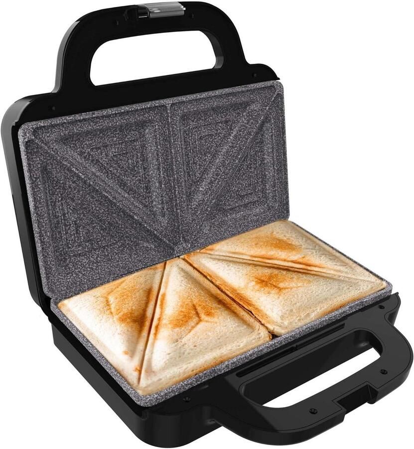 Sandwich Toaster Tosti Apparaat Luxe Broodjes Maken Ruimere Plaat Voor 2 Broodjes Zwart Grijs