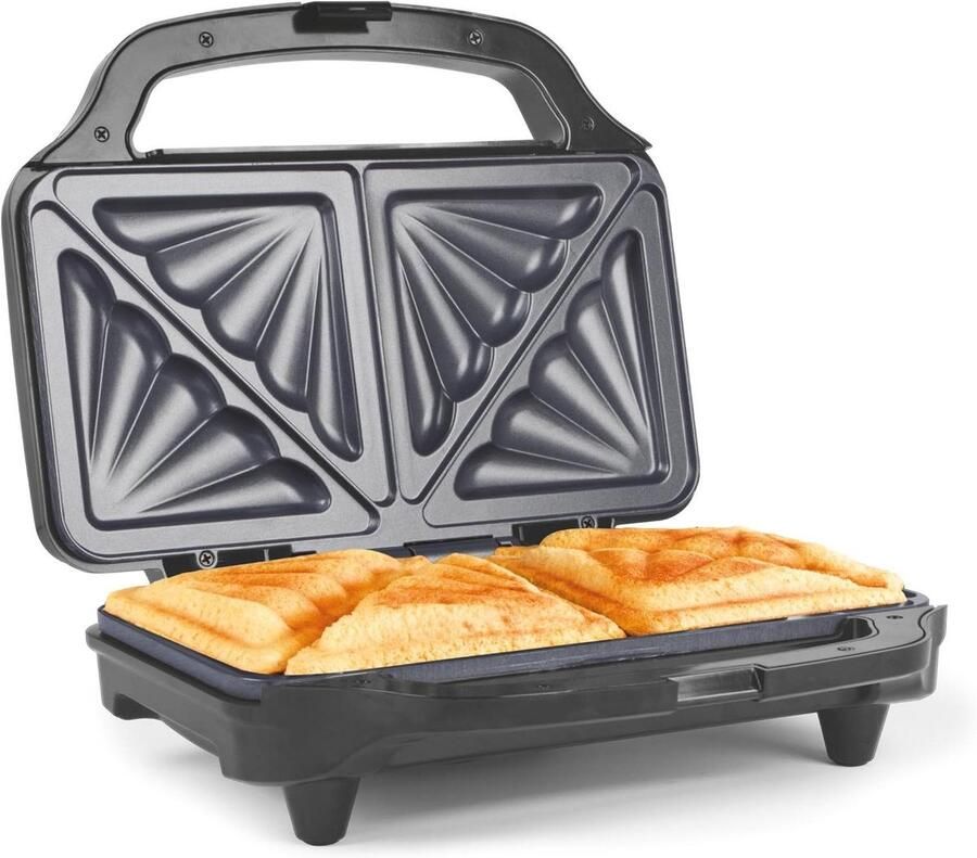 Sandwich Toaster Tosti Apparaat Snel Lunchen Automatische Temperatuur Voor 2 Tosti's Zwart