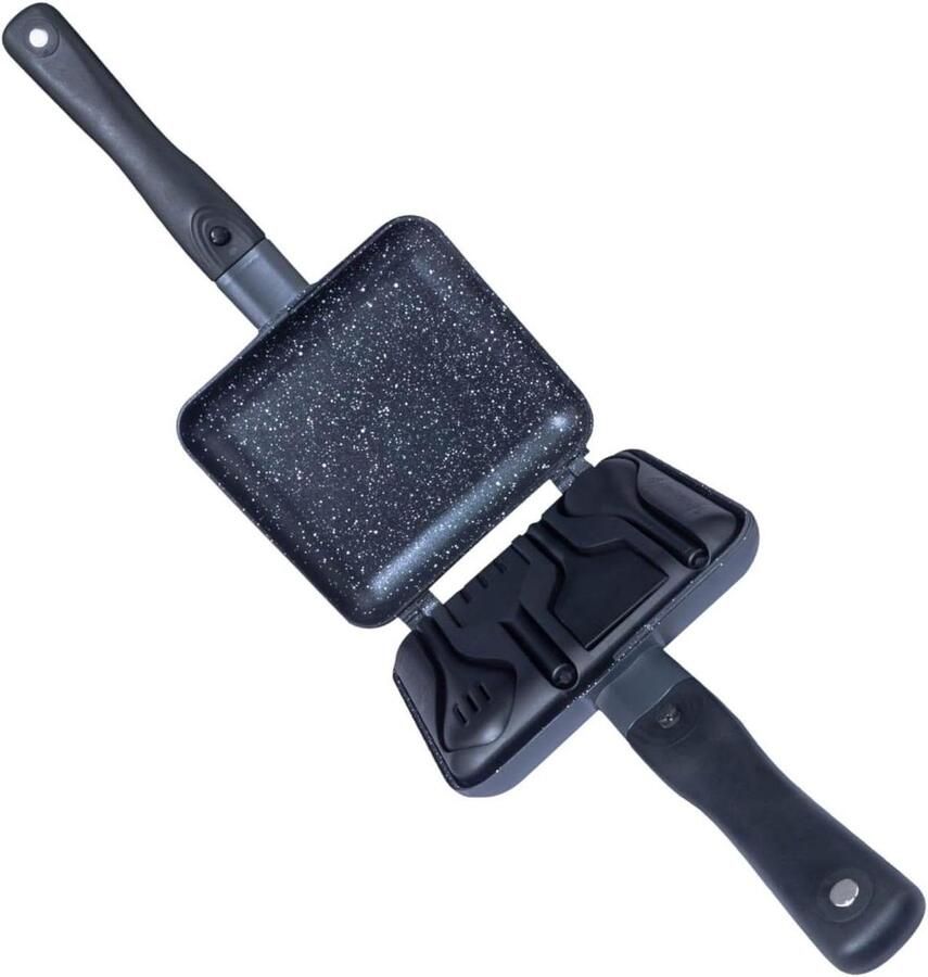 Sandwich Toaster Tosti IJzer Kamperen Vissen Geribbelde Buitenkant 180 x 295 mm Grijs