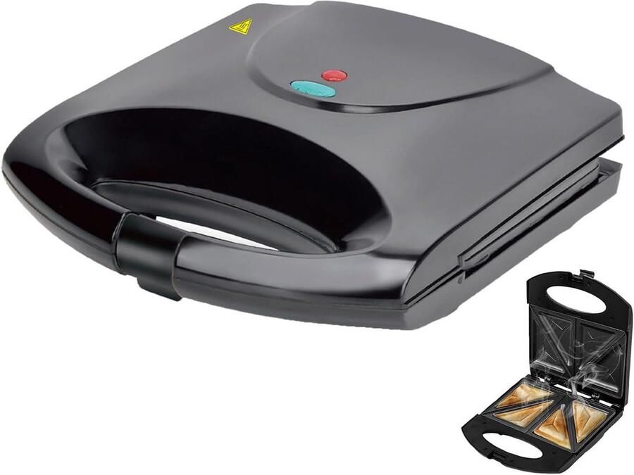 Sandwichapparaat Tosti-ijzer Snelle Maaltijden Dubbelzijdig 24 cm breed Zwart