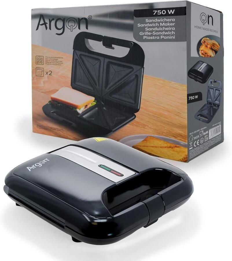 Sandwichgrill Tosti-ijzer Snelle Snacks Dubbele Antiaanbakplaten 21x22x7.5 cm Zwart