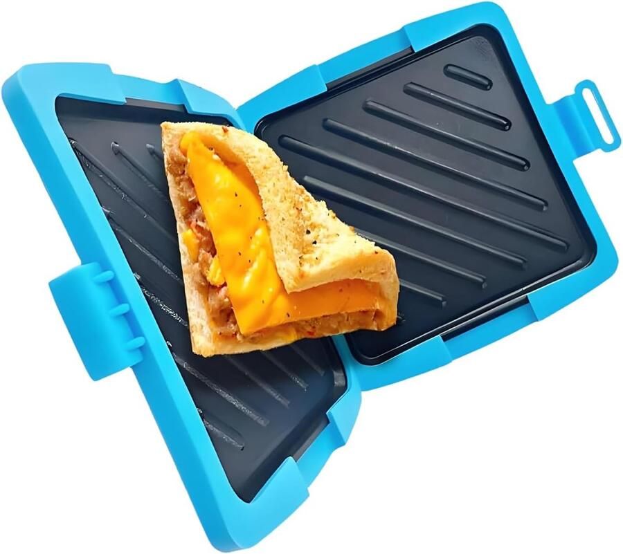 Sandwichmachine Magnetron Tosti Maker Snelle Maaltijden Anti-aanbak Platen Compact 25 cm Blauw