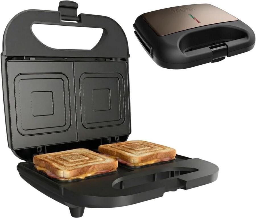 Sandwichmachine Tosti Apparaat Snel Sandwiches Maken Volledige Sluiting Voor 2 Sandwiches Grijs
