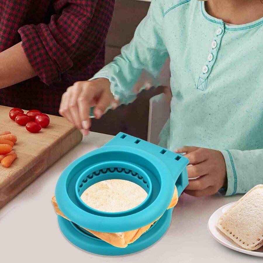 Sandwichmaker Broodsnijder Uitsteekvorm Lunch Bereiden Ronde Snijvorm 12.3 x 14.4 cm Blauw