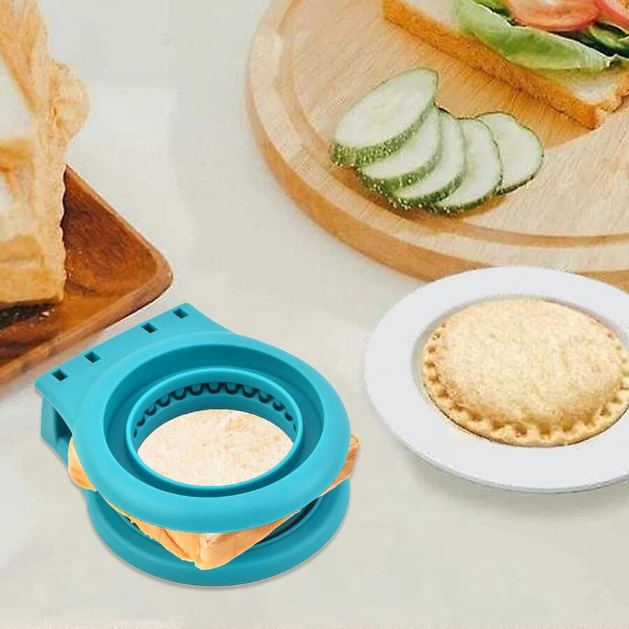 Sandwichmaker Broodsnijder Uitsteekvorm Lunch Bereiden Ronde Snijvorm 12.3 x 14.4 cm Blauw