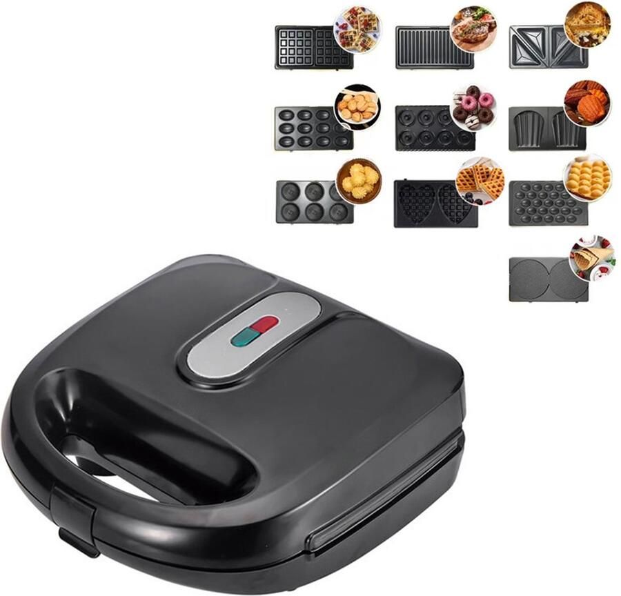 Sandwichmaker EU Stekker 750W Verwisselbare Plaat Antiaanbaklaag Ontbijtmachine