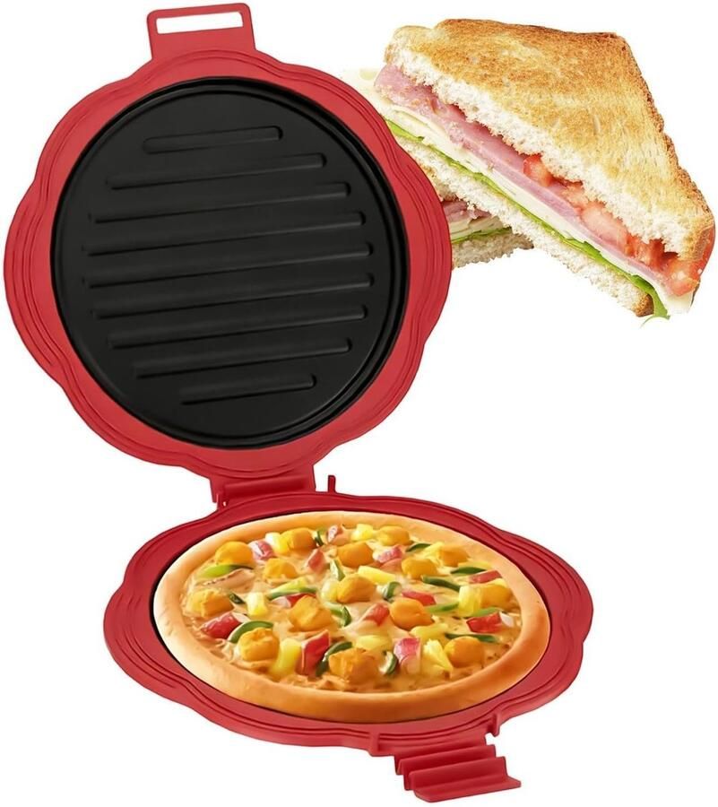 Sandwichmaker Grill Tosti Apparaat Snelle Maaltijden Dubbelzijdig Grillen 25 cm Diameter Zilver