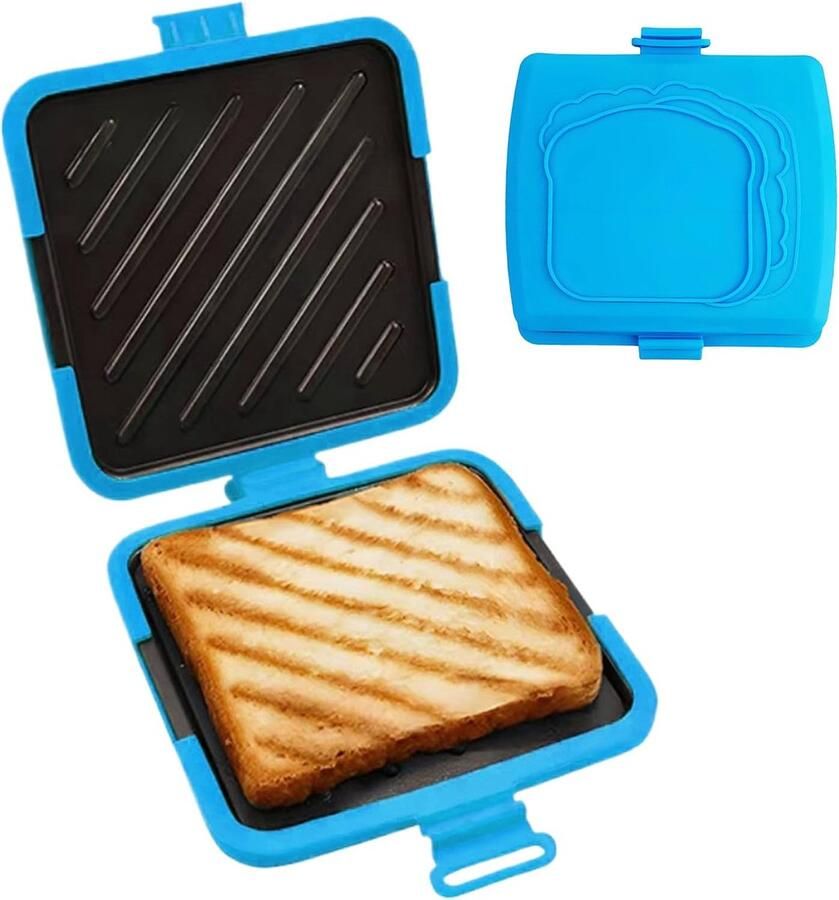 Sandwichmaker Kaasgrill Ontbijt maken Magnetron gebruik 16 cm Blauw