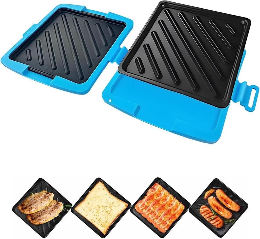 Sandwichmaker Magnetron Panini Grill Snelle Snacks Maken Compact Ontwerp 17 cm Breed Blauw