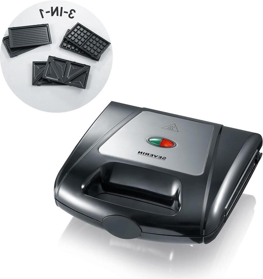 Sandwichmaker met Platen Wafelijzer Grill Snacks Bereiden 3-in-1 Multifunctioneel 1000 Watt Zwart
