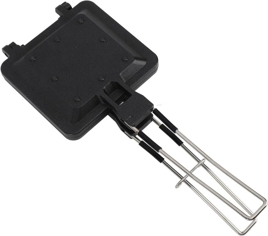 Sandwichmaker Opvouwbaar Broodrooster Keuken Outdoor Koken Dubbelzijdig Koken 20 x 15 cm Zwart