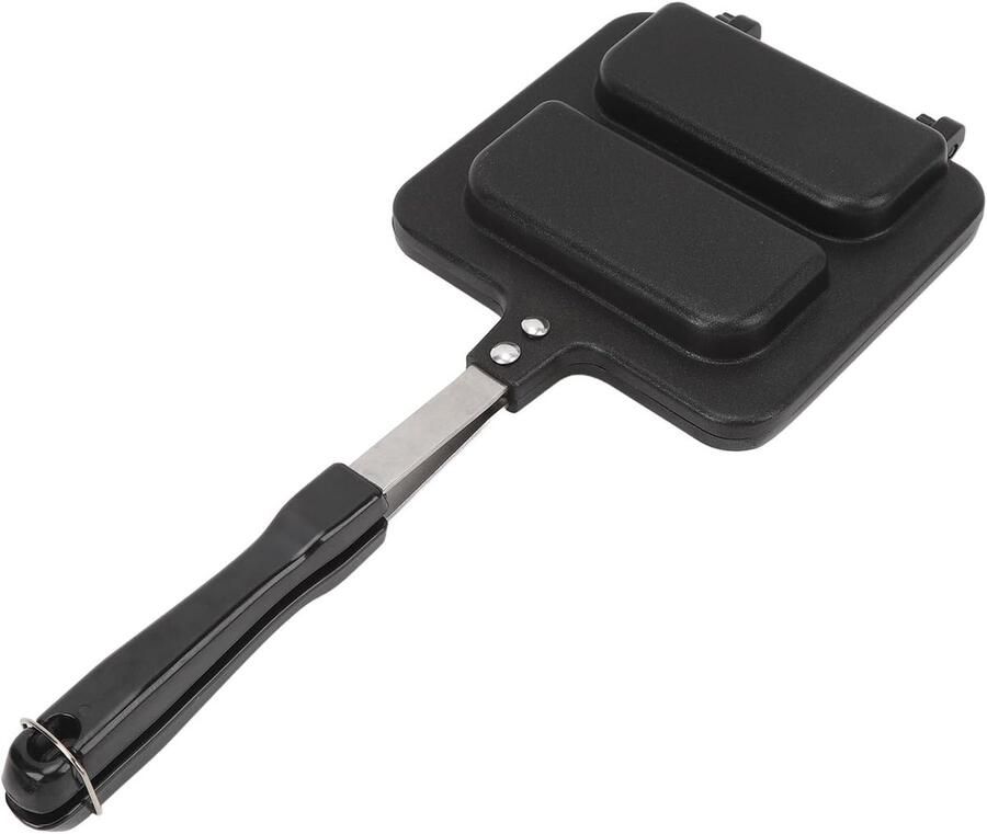 Sandwichmaker Pan Dubbelzijdige Grill Snelle Maaltijden Grote Capaciteit 35 cm Lengte Zwart