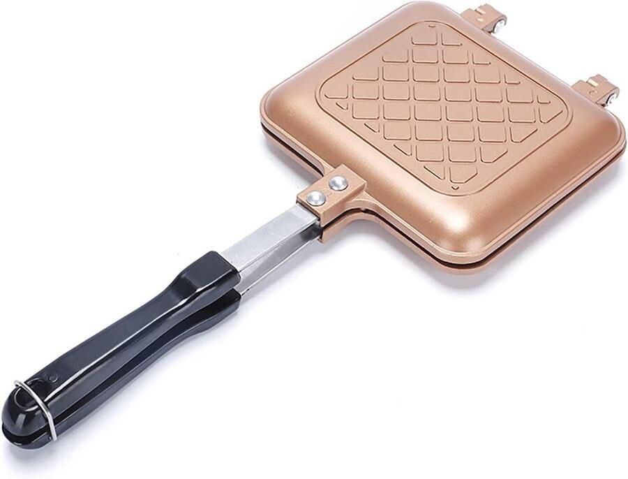 Sandwichmaker Pan Ontbijt Pan Snelle Maaltijden Dubbelzijdig Antikleef 35x15 cm Goud