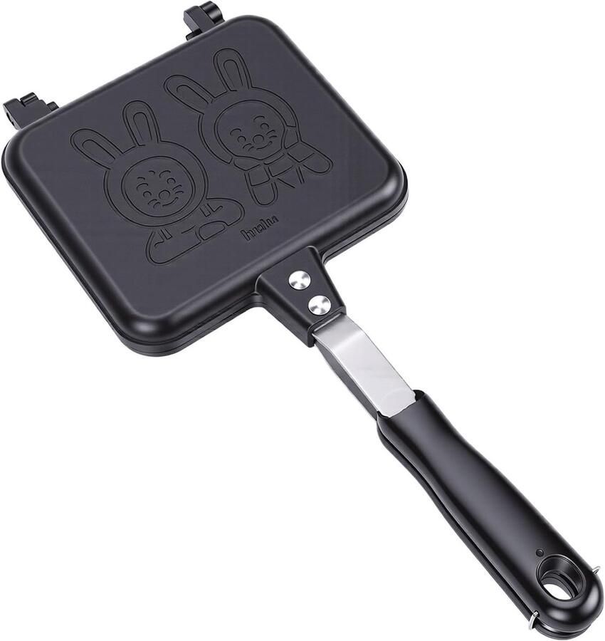 Sandwichmaker Panini Dubbelzijdig Grill Leuke Maaltijden Maken Konijn Patroon 15.5x35.5 cm Zwart