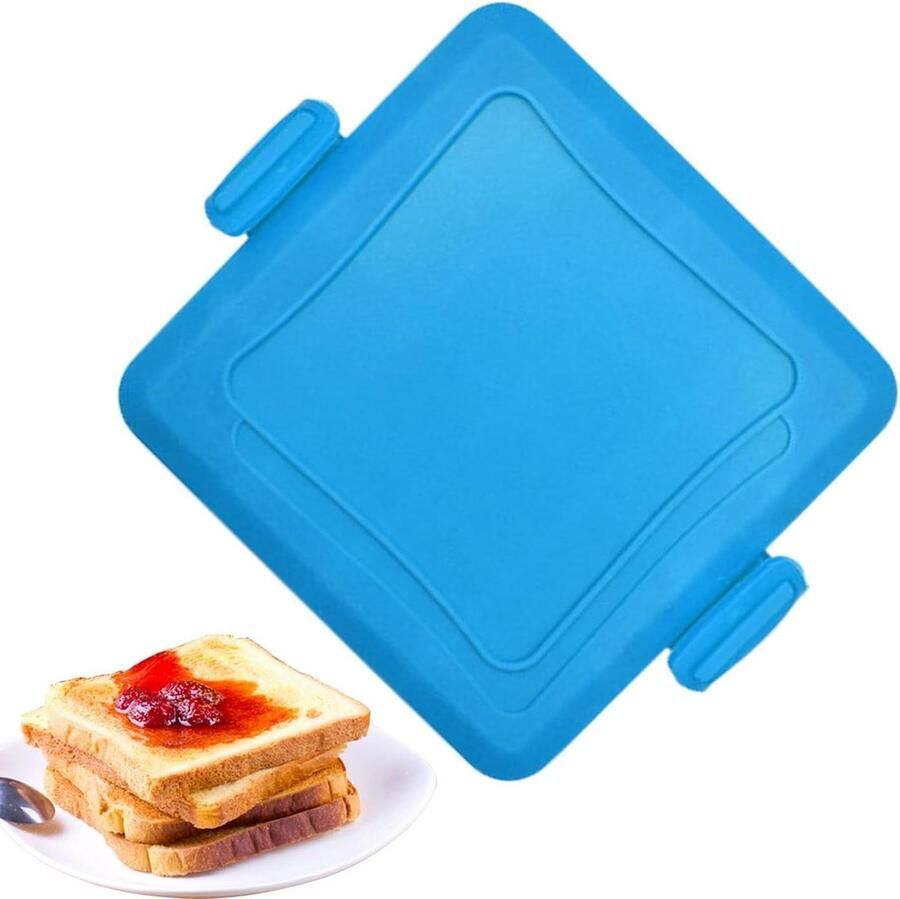 Sandwichmaker Elektrisch Tosti Pers Ontbijt Maken Draagbaar Rookvrij 15 cm Breed Blauw