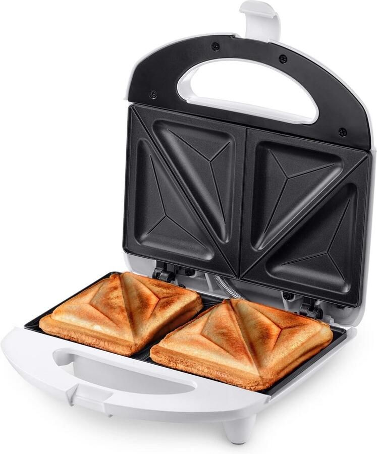 Sandwichmaker Panini Grill Snel Broodjes Maken Dubbele Plaat 750W Zilver