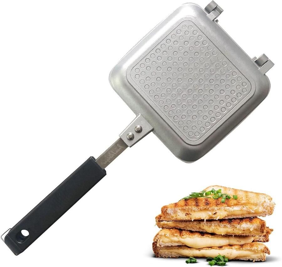Sandwichmaker Panini Tosti Apparaat Warme Snacks Maken Keramische Anti-aanbaklaag 38 cm Lengte Zilver